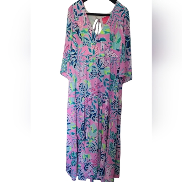 LILLY PULITZER Floral Pink and Blue Maxi Dress - Picture 7 of 14